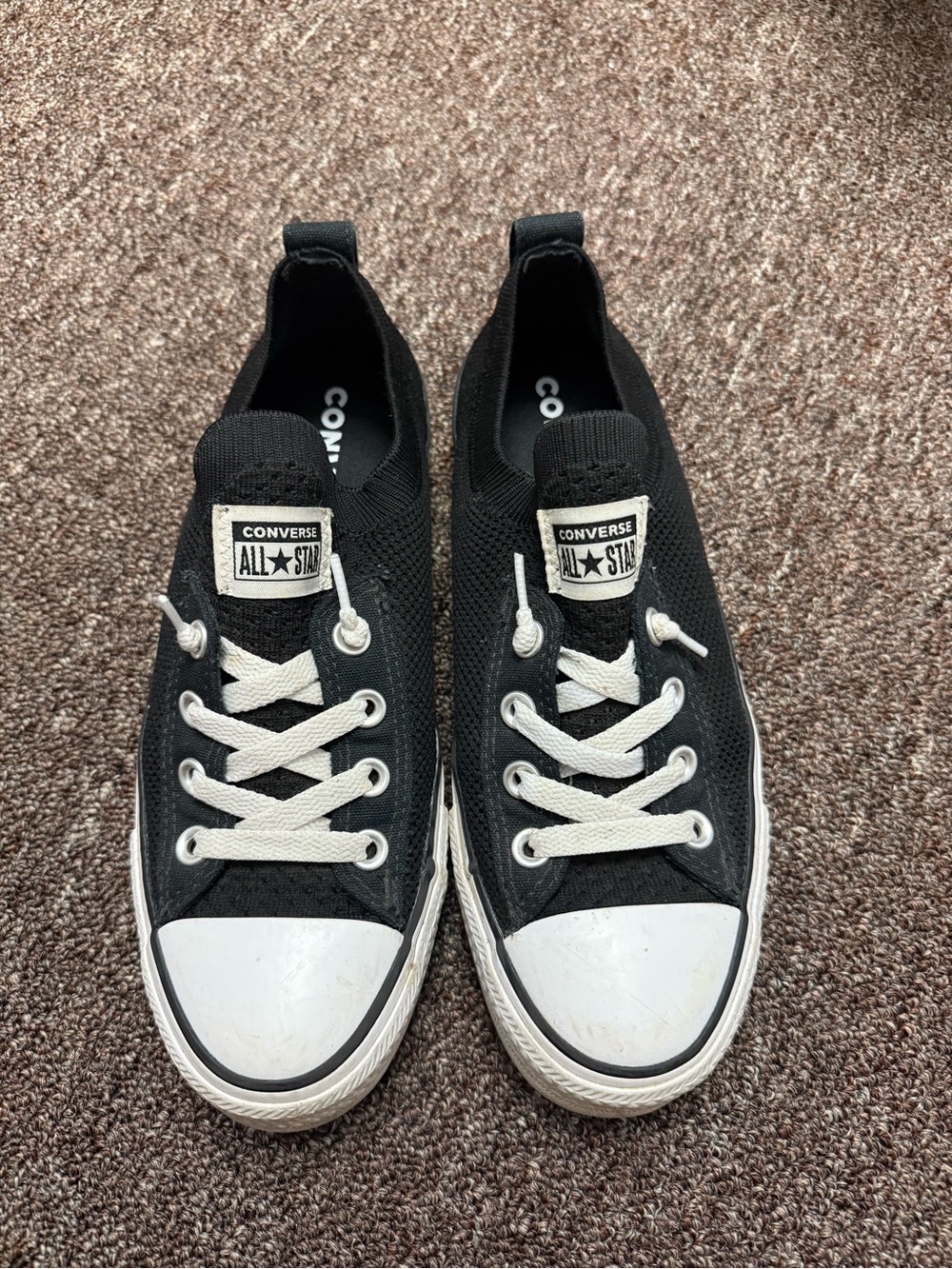 Converse Black Knit Low-Top Sneakers with White Accents